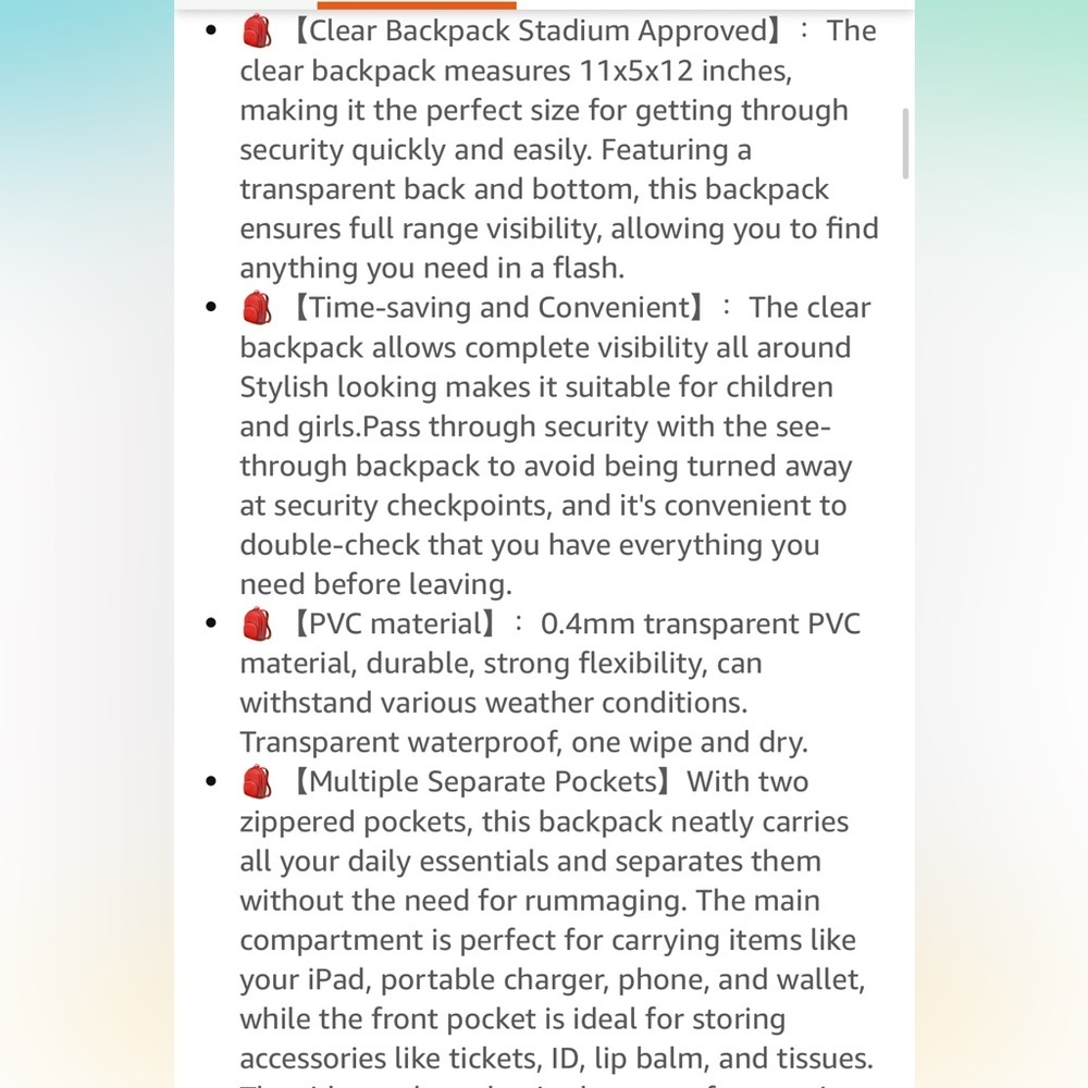 Clear Backpack with Multiple Pockets NWT - image 7